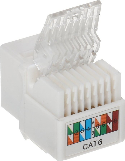 Keystone connector FX, RJ45 Cat6, quick connector Krone, i bardhë