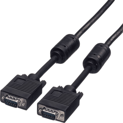Kabllo VGA Roline HD15 ST ST, 15m, me ferrit, e zezë