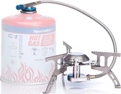 Shporet kampingu Specialist Plus Stationary, me gaz 7/16", me ndezje piezo, ngjyrë argjendtë