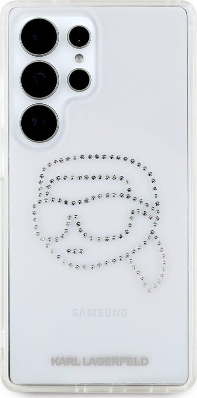 Futë telefoni Karl Lagerfeld për Samsung S25 Ultra Klhcs25Lhkhdcelt, e tejdukshme me gurë të vegjël shkëlqim, transparente