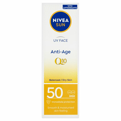 Krem Nivea SPF 50 (UV Face Q10 Anti-Age & Anti-Pigments), 50 ml