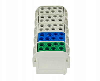 Bllok terminal pesë-polësh ZGX ENE-00519, 5x(1x35/2x25)mm², 3P+N+PE, gri