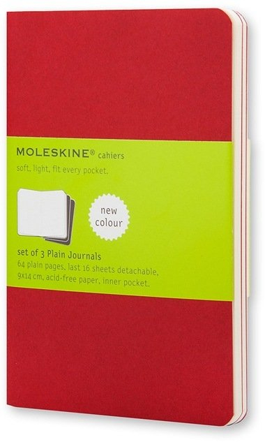Set fletore Moleskine Cahier Pocket, 9 x 14 cm, faqe të zbrazëta, e kuqe