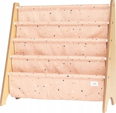 Raft librash për kalamaj 3 Sprouts Book Rack, material i riciklum, për mosha 3+, Clay Terrazzo rozë