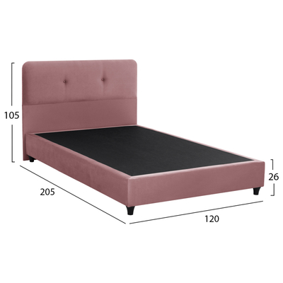 Krevet tapicerik BED DOLORES HM648.12, velvet, 120x200 cm, rozë