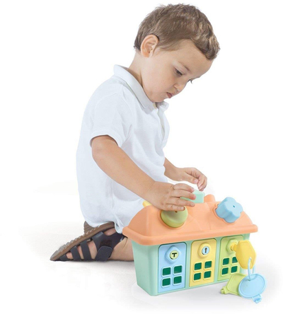 Lodër sorter formash Dolu Sweet Cottage, 9 pjesë, forma gjeometrike, ngjyra pastel