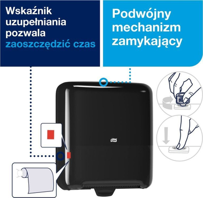 Dispenser për peshqirë në rrotull Tork Matic H1, ABS, i zi