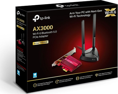 Kartelë rrjeti TP-Link Archer TX3000E, Wi-Fi 6, Bluetooth 5.0, e zezë