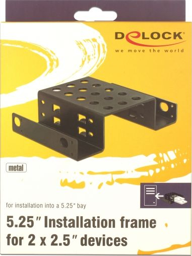 Adapter montimi DeLOCK 2 x 2.5" në 5.25", metal, i zi