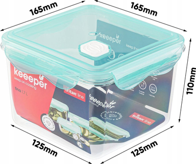 Enë ruajtëse Keeeper Tina, 1.7L, Tritan, kapak aquamarine