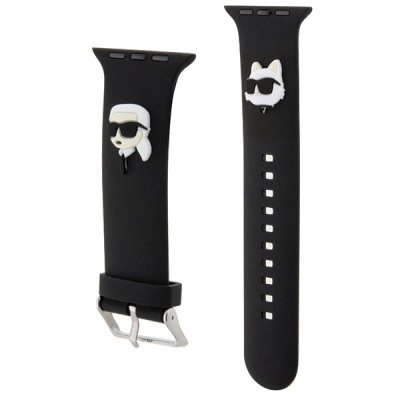 Rrip ore i zgjuar Karl Lagerfeld Rubber NFT Karl & Choupette, për Apple Watch 42/44/45mm dhe Ultra, gome, i zi