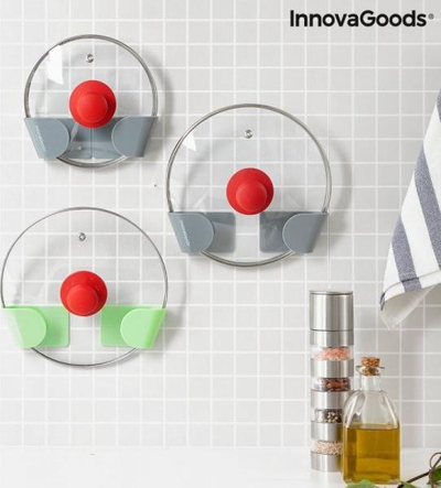 Set mbajtëse për kapakë kuzhine InnovaGoods Smarack, vetëngjitëse, set 3 copë, të bardha