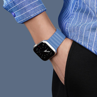 Rrip ore Dux Ducis Chain Magnetic Silicone për Apple Watch 42 44 45 mm, silikon, magnetik, blu