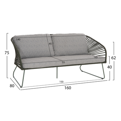 Set kopshti lounge VERMONT HM6504.07, 5 pjesë, metal litar xham, jeshil