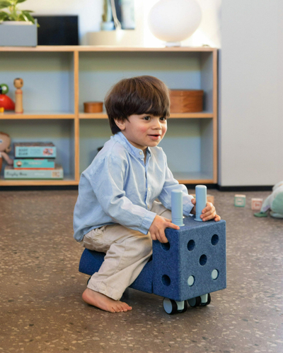 Set ndërtimi për fëmijë MODU Curiosity, modul kreativ, me rrota, blu