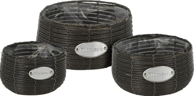 Set vazo lulesh PROGARDEN Wicker FLOWERS GARDEN, 3 copë, 29 25 19 cm, antracit