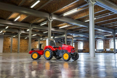Traktor lodër Lapac Supercharger me pedale, me rimorkio, i kuq