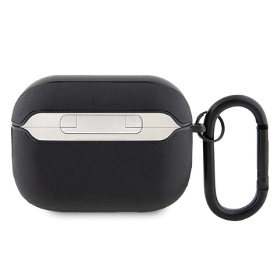 Mbulesë AMG AMAP2SLWK për AirPods Pro 2, lëkurë ekologjike, me karabinë, e zezë