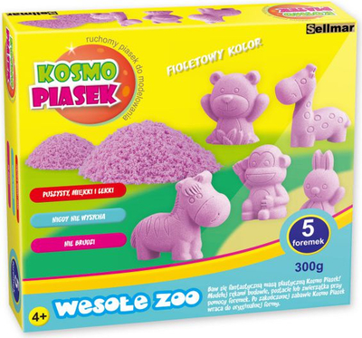 Set me rërë kinetike Sellmar Kosmo Sand Happy Zoo KP300, 5 forma, skenë loje, me ngjyra