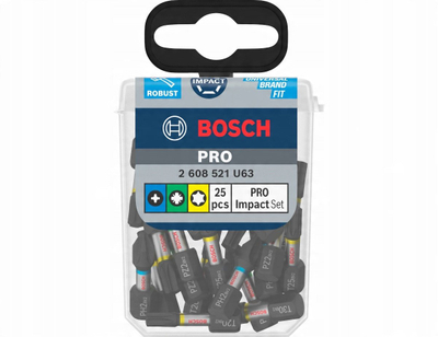Set bitash Bosch Pro, 25 copë, Phillips Pozi Torx, xhep kompakt