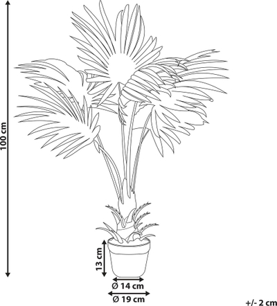 Bimë artificiale në vazo FAN PALM, 100 cm, jeshile