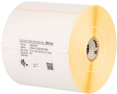Rrotull etiketa Zebra Z-Perform 1000T, termotransfer, të bardha