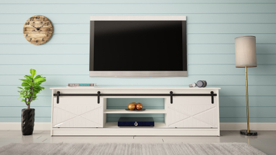 Komodë TV Cama Meble Granero, 200cm, chipboard MDF, e bardhë