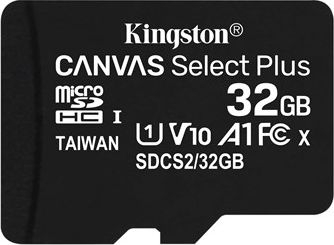 Kartë memorie Kingston Canvas Select Plus MicroSDHC, 32GB, klasa 10, UHS-I / U1, A1, V10 