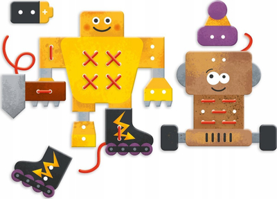 Set kreativ për kalamaj Granna Creative Robots Lacing, lojë me fije, edukative, shumëngjyrëshe
