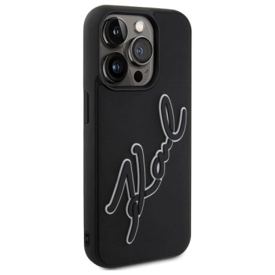 Mbulesë telefoni Karl Lagerfeld 3D Rubber Signature për iPhone 15 Pro Max, 6.7\", e zezë