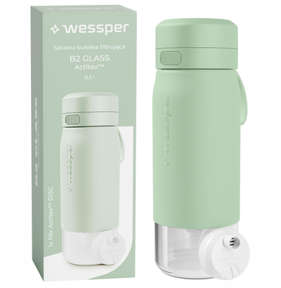 Shishe filtruese Wessper B2 GLASS Actitex, 500ml, xham, mint