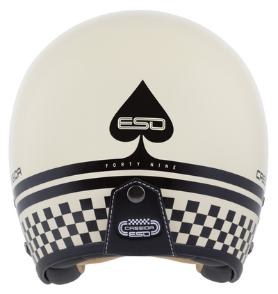 Helmetë motori Cassida Eso Forty Nine 2026, fiberglass, e hapur, krem e zezë