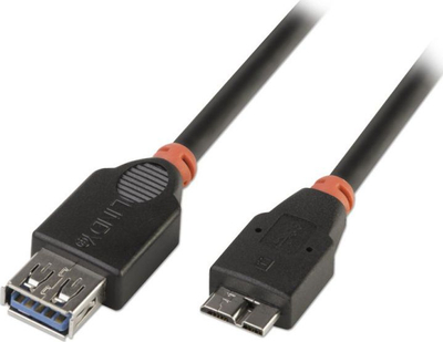 Kabllo USB Lindy USB A në Micro B, 0.5 m, USB 3.0, i zi