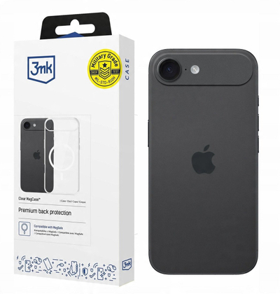 Kapak telefoni 3MK Clear MagCase për Apple iPhone 17 Air, kompatibil me MagSafe, transparent