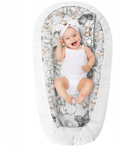 Set bebe HOBBY Kids Baby Cocoon, me dyshek dhe jastëk, motiv zebra dhe luan