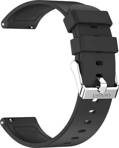Rrip silikoni për smartwatch Giewont GW230, me kapëse çeliku, i zi