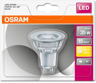 Llampë LED Osram GU10, 3W 2700K, reflektor, dritë e bardhë e ngrohtë