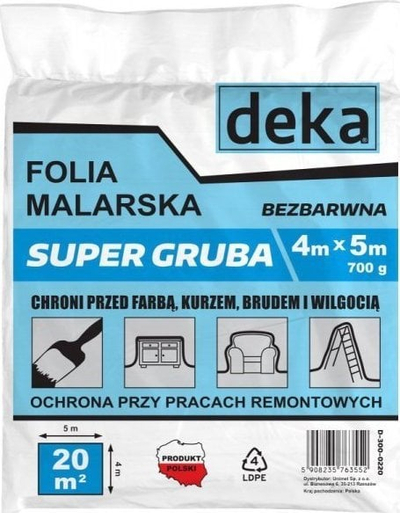 Заштитна фолија Дека Painting Foil Super Thick, 4x5m, 700g, проѕирна