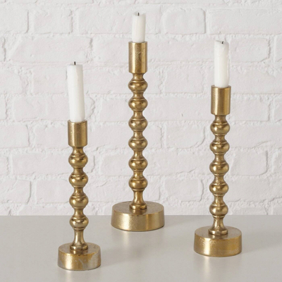 Mbajtëse qirinjsh Klisko Gold Tall, set me 3 copë, metal, ngjyrë ari