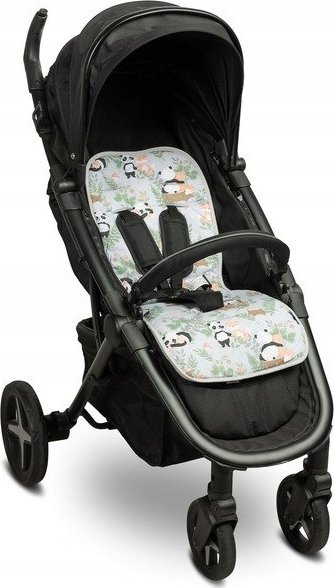 Jastëk shtesë për karrocë Basic Insert, pambuk Minky, me panda edhe dhelpra, gri