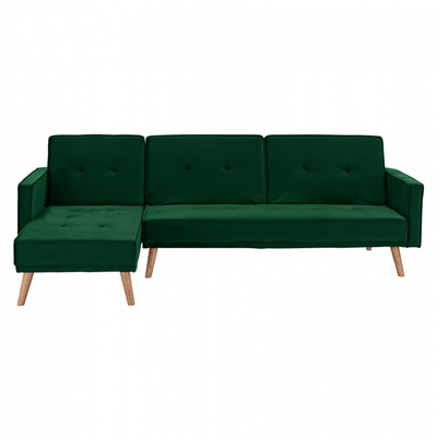 Divan këndor shtrat Talia HM3153.03, kadife, 267x153x85 cm, jeshil cypress