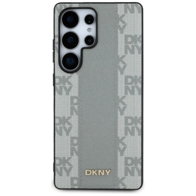 Футрола за телефон DKNY Leather Checkered MagSafe, за Samsung S25 Ultra, сива