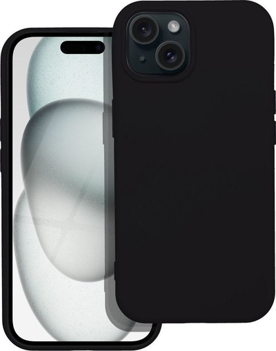 Futeri silikoni Futera për Apple iPhone 15 Plus, soft touch, e zezë