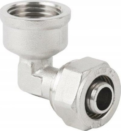 Gypthyes Hydroland PEX, kënd 90°, 20mm, filetë 1/2", i nikluar
