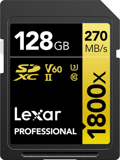 Kartë memorie Lexar Professional 1800x, 128GB SDXC UHS-II, 270MB/s, e zezë