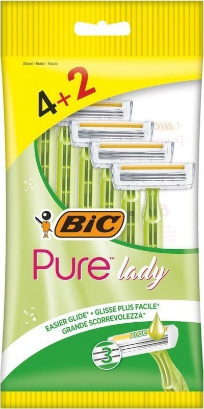 Brisk për goca BIC 3 Pure, 3 tehe, pako me 6 copë