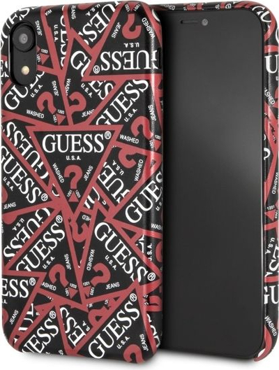 Mbulesë telefoni Guess Triangle All Over Panel për iPhone Xr, TPU, me boçe, e zezë