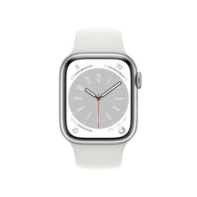 Apple Watch S8 GPS 41mm, Silver Aluminium Case me White Sport Band, Regular