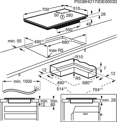 Plitë me induksion AEG IKE74441IB, 71 cm, 4 zona gatimi, e zezë