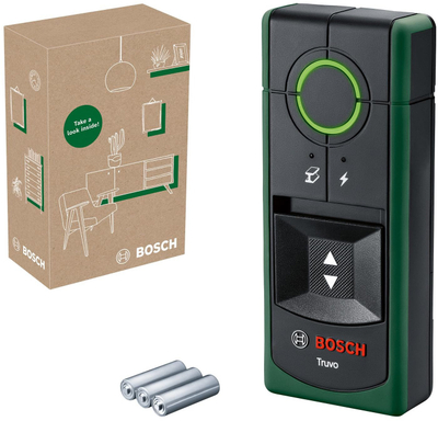 Detektor kabllosh Bosch Truvo 06036812Z0, zbulim kabllosh elektrike, zbulim metalesh, i gjelbër